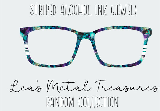 Striped Alcohol Ink Jewel Eyewear Frame Toppers