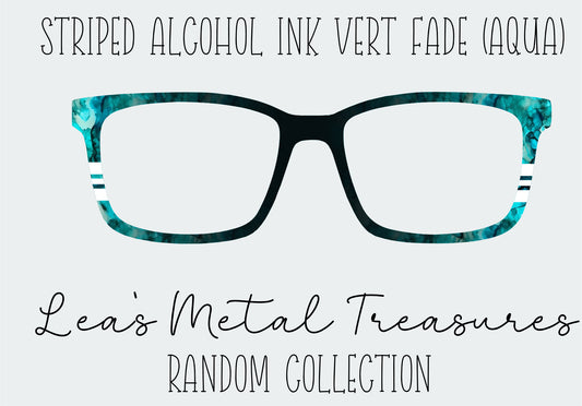 Striped Alcohol Ink Vert Fade Aqua Eyewear Frame Toppers