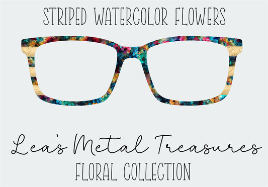 Striped Watercolor Flowers Eyewear Frame Toppers