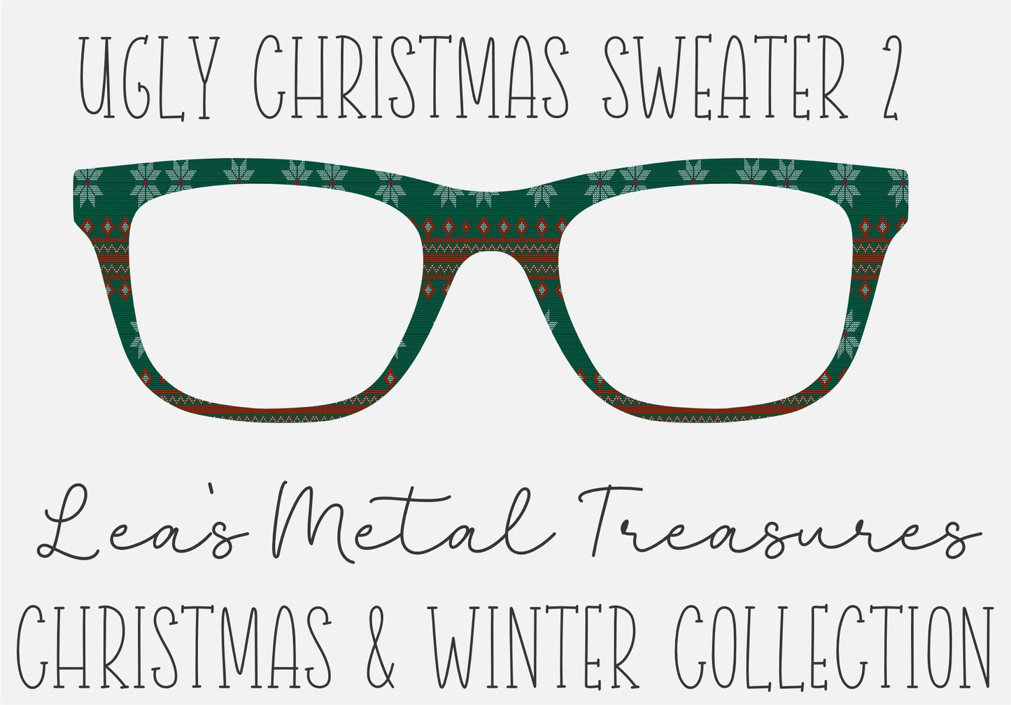 Ugly Christmas Sweater 2 Eyewear Frame Toppers COMES WITH MAGNETS