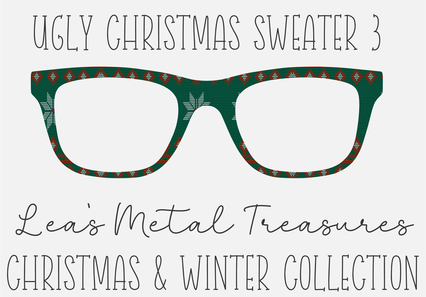 Ugly Christmas Sweater 3 Eyewear Frame Toppers COMES WITH MAGNETS