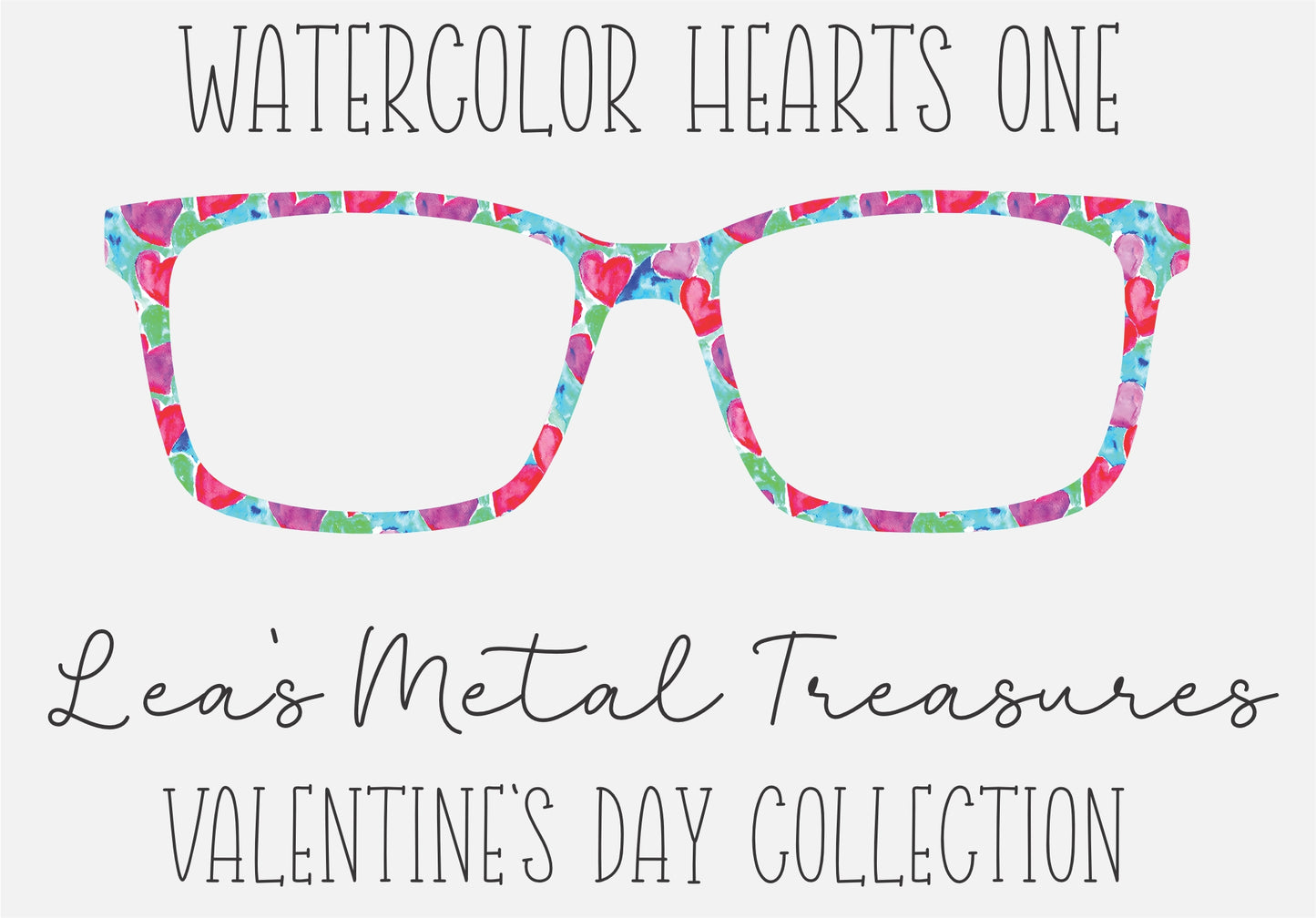 Watercolor Hearts One Eyewear Printed Magnetic Eyeglasses Topper
