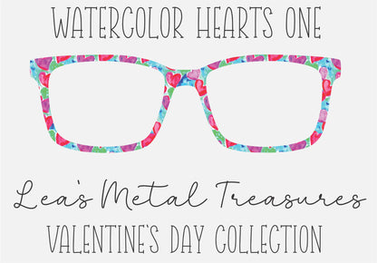 Watercolor Hearts One Eyewear Printed Magnetic Eyeglasses Topper