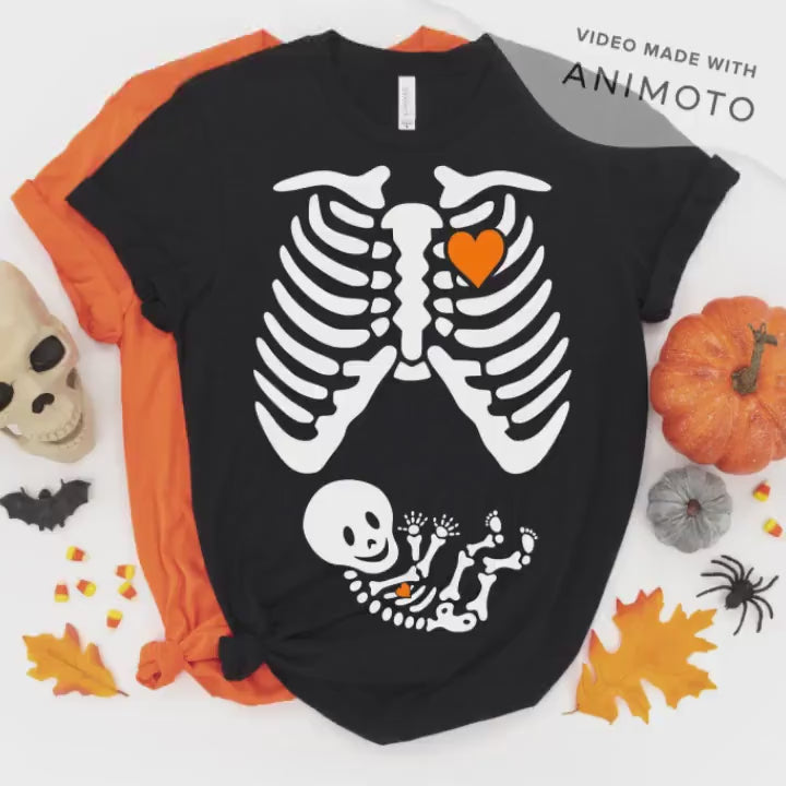 TWINS LONG SLEEVE Skeleton Maternity Halloween t-shirt - halloween pregnancy shirt - halloween t-shirt - pregnancy announcement - halloween