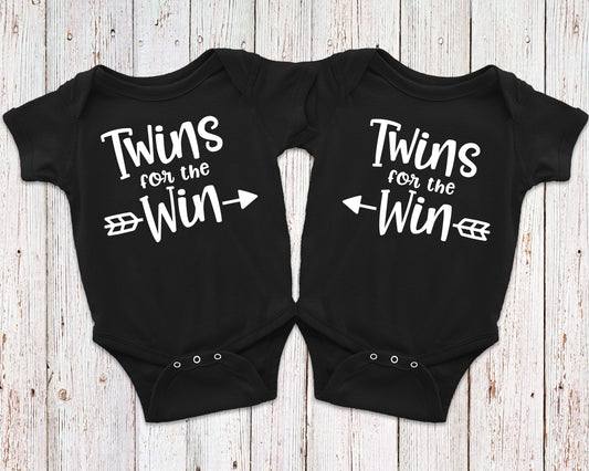 Twins for The Win T-Shirts or Bodysuits for Twins - Identical Twins - Twin Tees - Fraternal Twins - Shirts for Twins - Twin Outfits