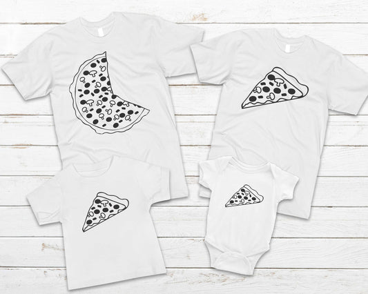 Daddy and Me 3 Kids Pizza and Pizza Slice Matching Father and Son Shirt Set - Choose Your Sizes - Father's Day Shirts 