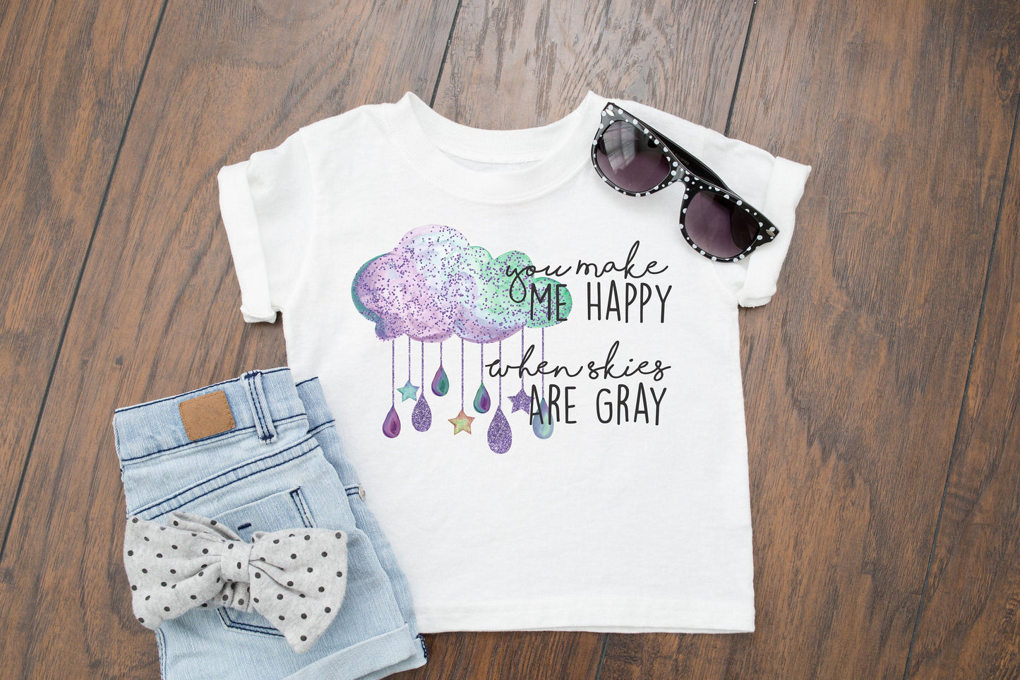 You Make Me Happy When Skies Are Gray Infant or Toddler Shirt or Bodysuit - Rainbow Baby - Storm Cloud Toddler Shirt