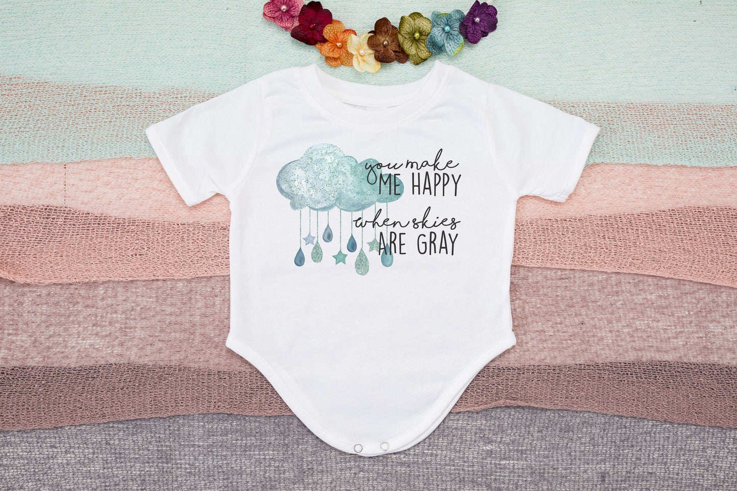 You Make Me Happy When Skies Are Gray Infant or Toddler Shirt or Bodysuit - Rainbow Baby - Storm Cloud Toddler Shirt