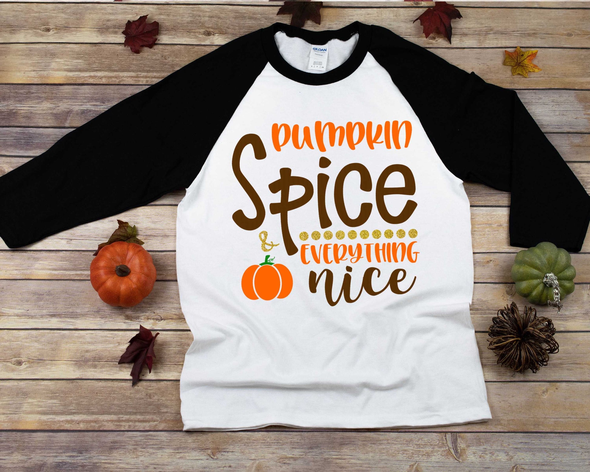 Pumpkin Spice and Everything Nice Women&#39;s raglan t-shirt - pumpkin spice shirt - womens fall shirt - autumn shirt - fall shirt - pumpkin tee