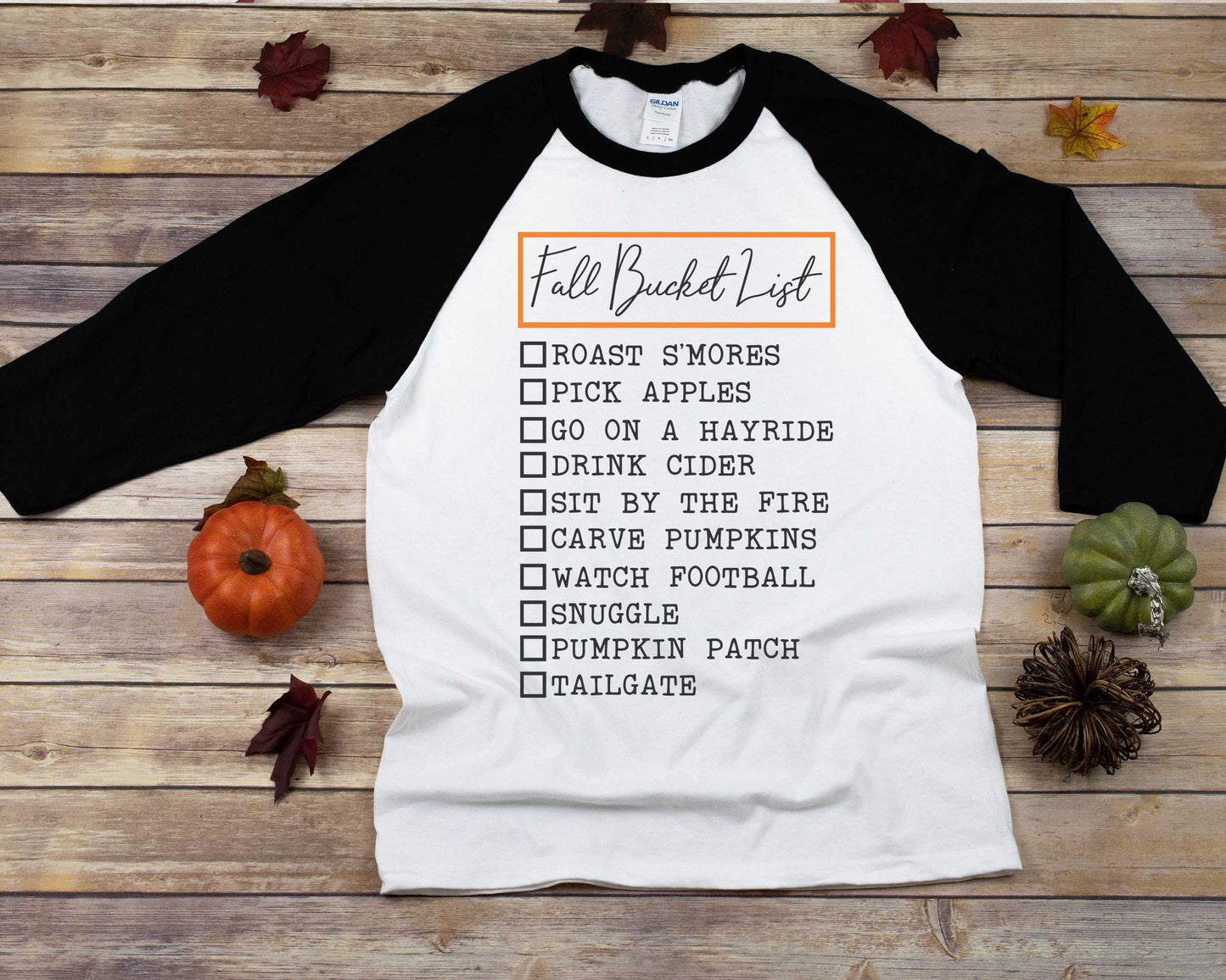 Fall Bucket List Unisex raglan t-shirt - smores - apple picking - football shirt - pumpkin patch shirt - tailgate shirt - hayride shirt