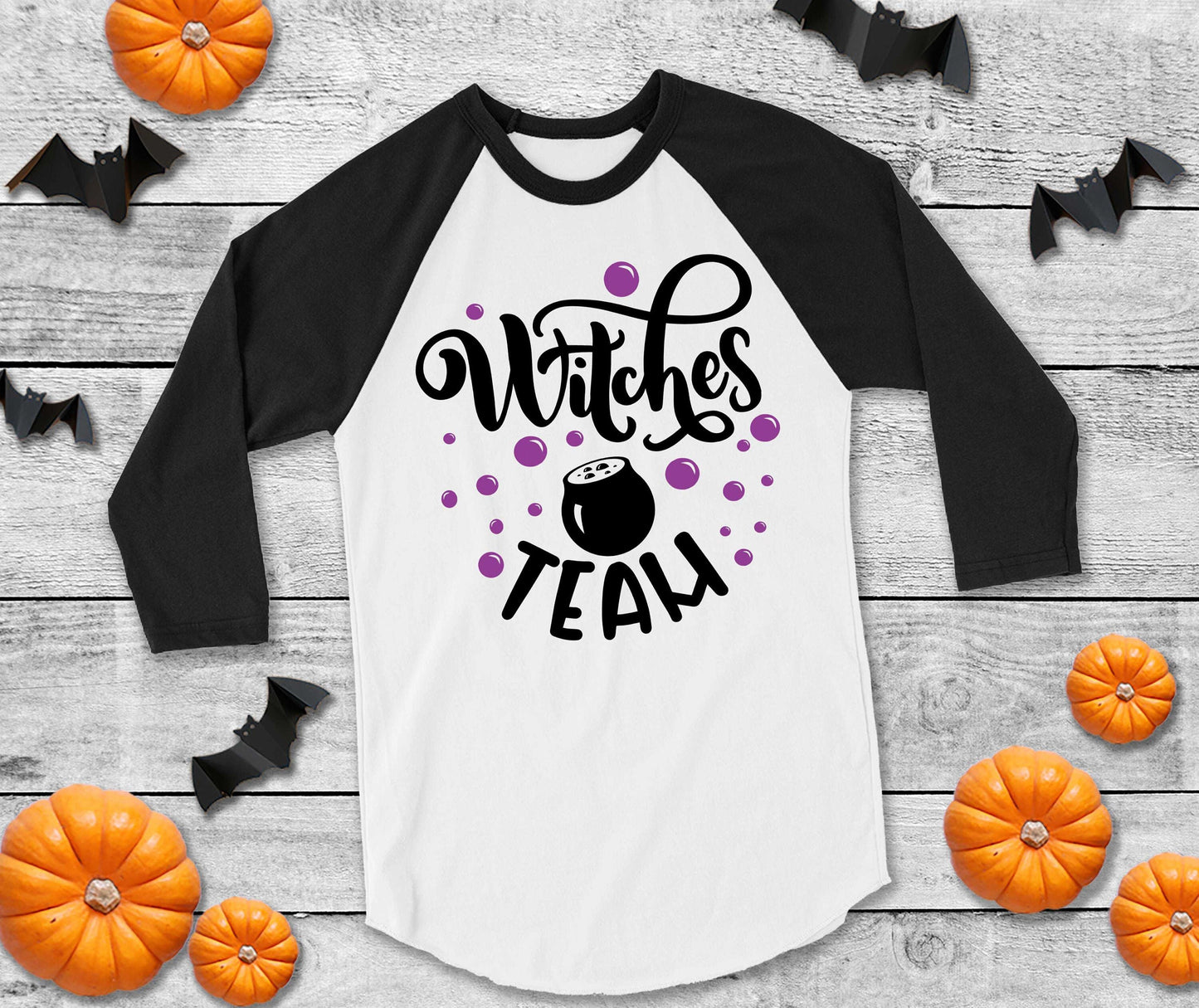 Witches Team raglan unisex adult t-shirt - Halloween Shirt - fall shirt - women's halloween shirt - witch shirt - halloween party shirt
