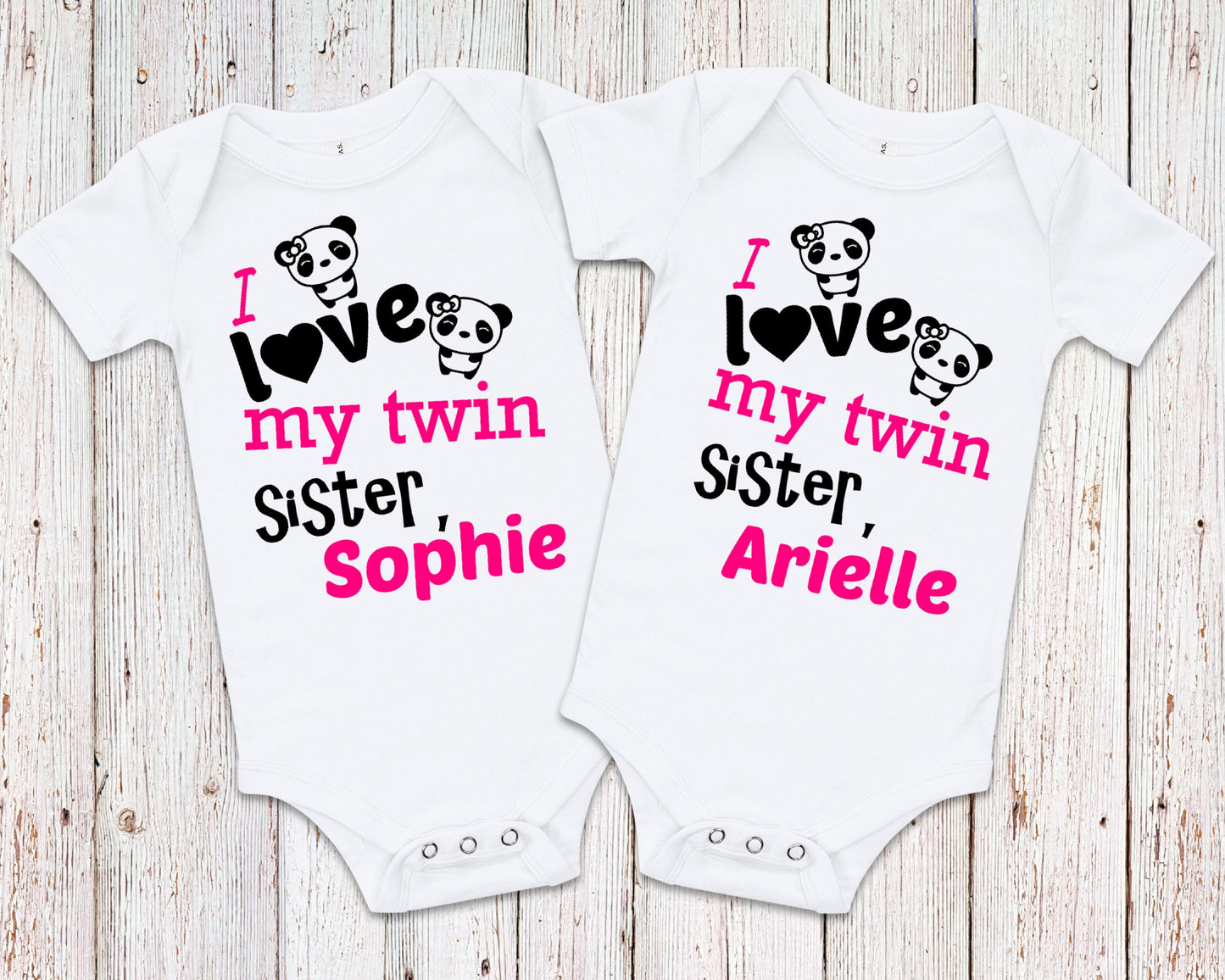 I Love My Twin Sister Twins T-Shirts or Bodysuits for Twin Girls - Identical Twins - Fraternal Twins - Sister Tees - girl twin tees