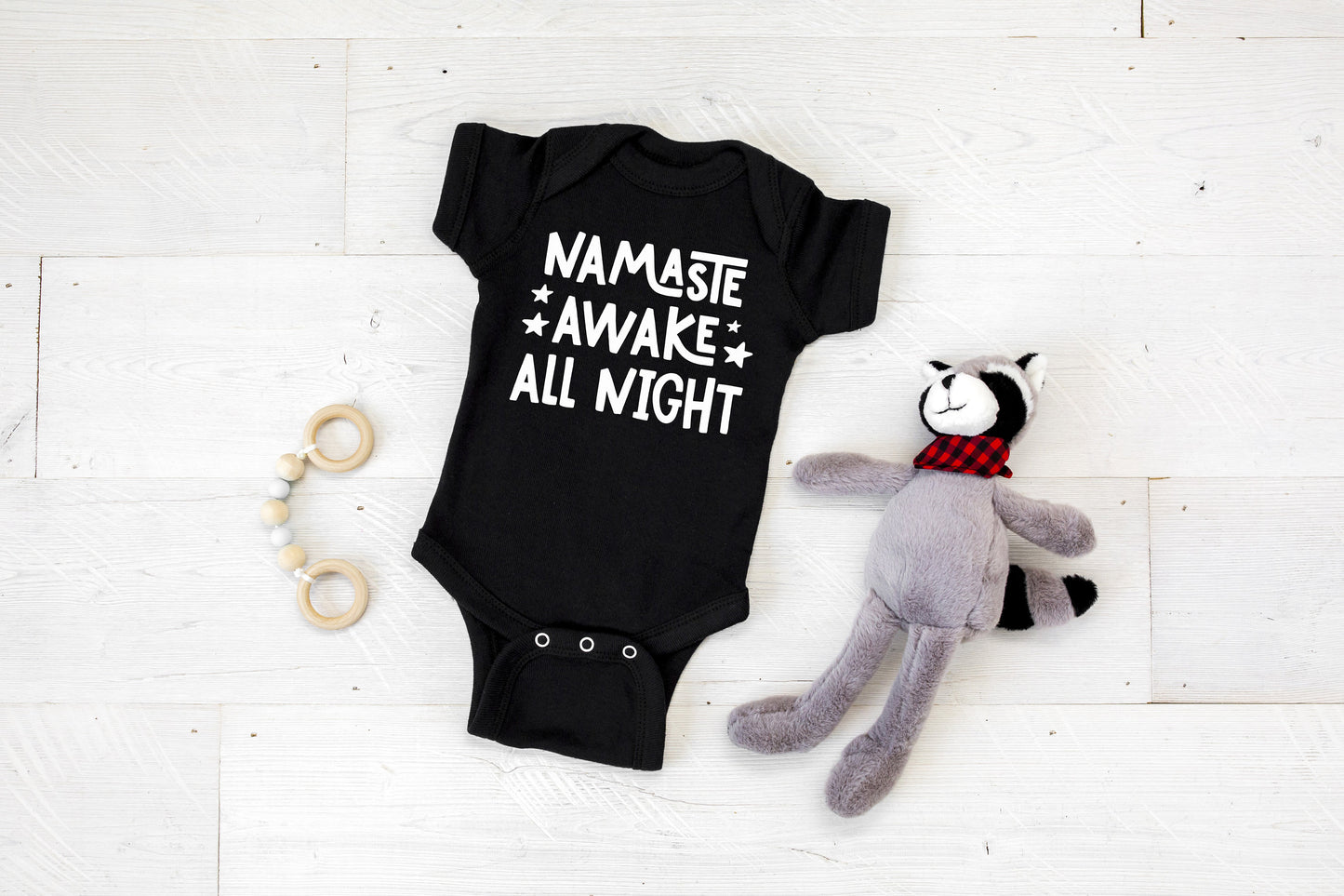 Namaste Awake All Night Infant or Kids Shirt or Bodysuit - funny baby bodysuit - unisex baby gift - funny baby gift - mama needs coffee