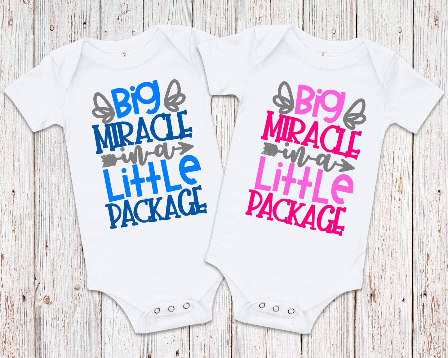 Big Miracle in a Little Package T-Shirts or Bodysuits for Twins - Identical Twins - IVF Miracle Babies - IUI Miracle Babies - NICU Warriors