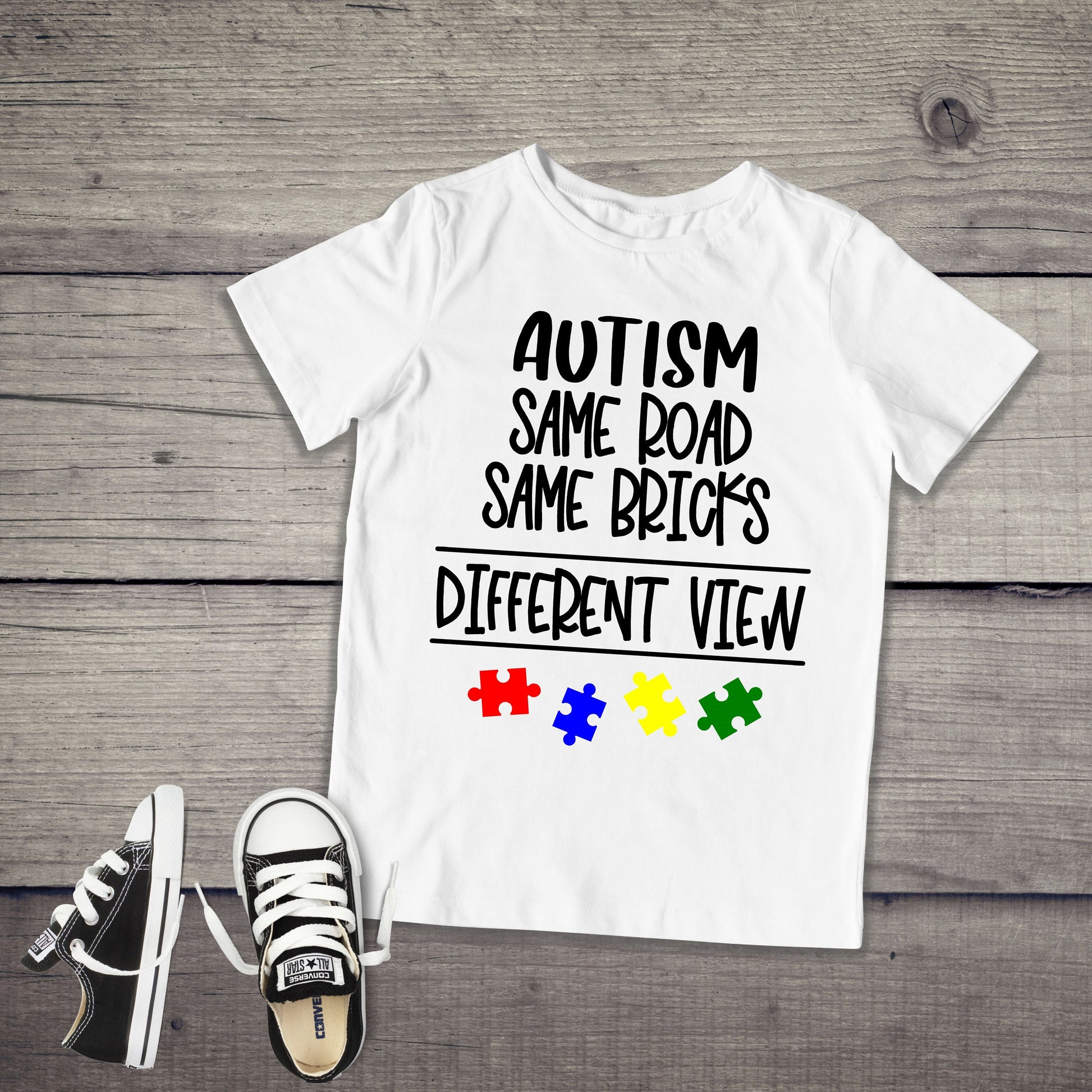 Autism Same Road Different Bricks Infant, Toddler or Kids Shirt or Bodysuit - Autism Awareness - Autism Kids Shirt - Puzzle Piece Shirt