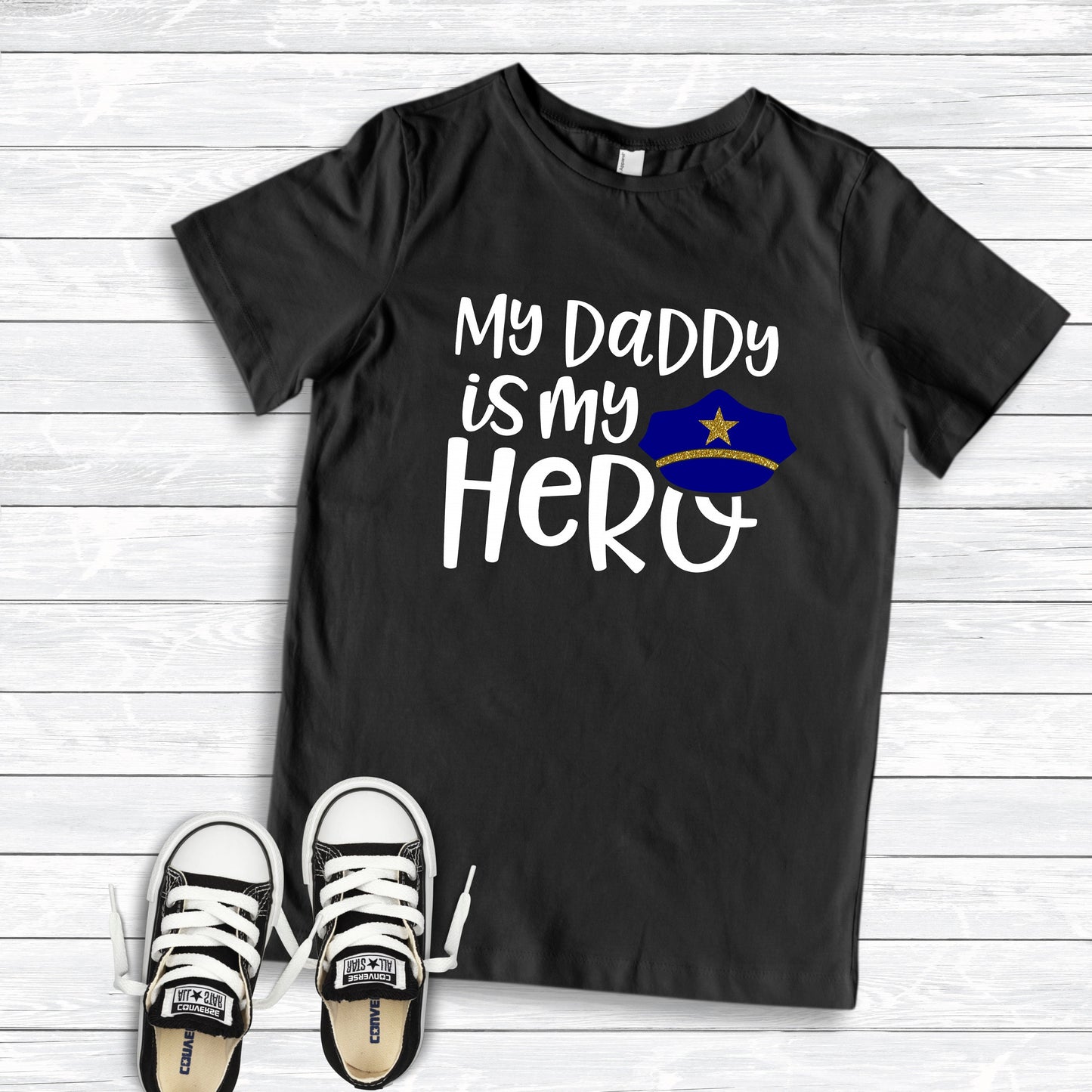 My Daddy is My Hero Infant, Toddler or Kids Shirt or Bodysuit - thin blue line shirt - fathers day shirt - police shirt - police officer