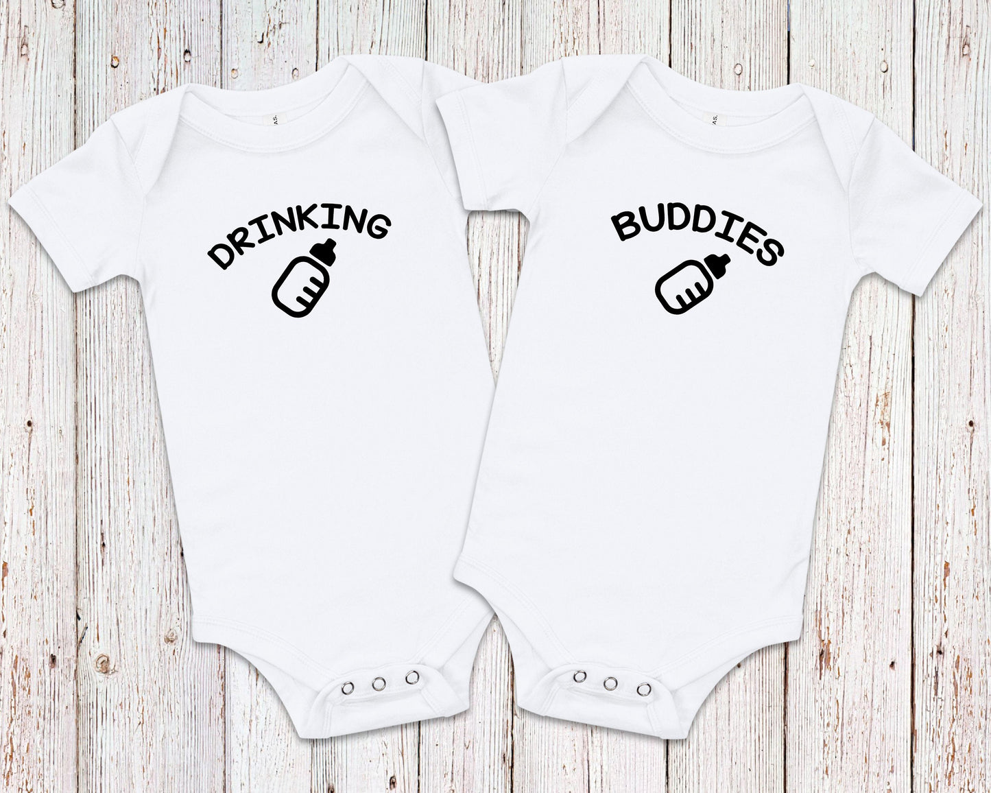 Drinking Buddies T-Shirts or Bodysuits for Twins - Identical Twins 