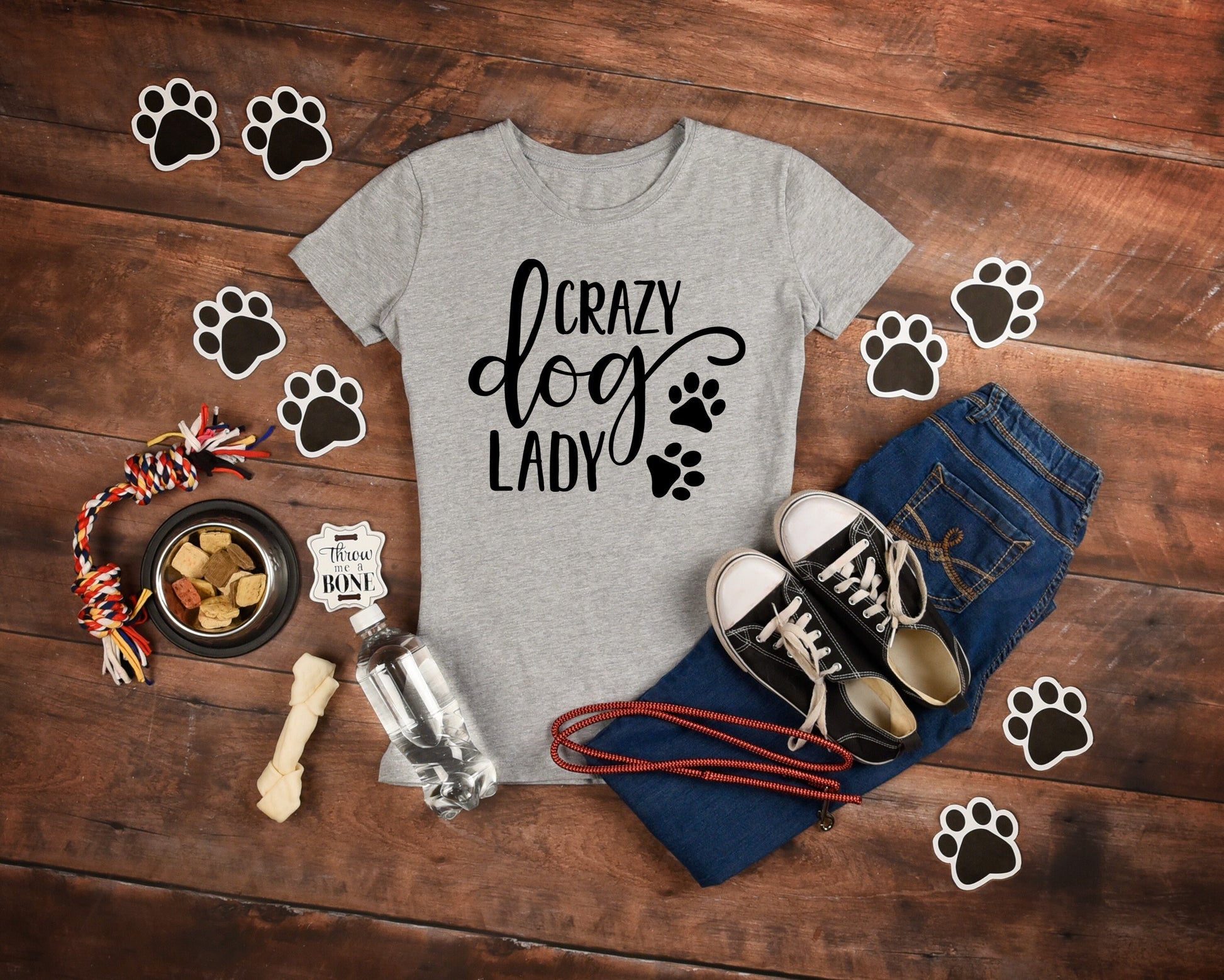 Crazy Dog Lady Women's Crewneck T-Shirt - fur mama shirt - dog mom shirt - fur mama - dog lover shirt - dog mama shirt - animal lover shirt
