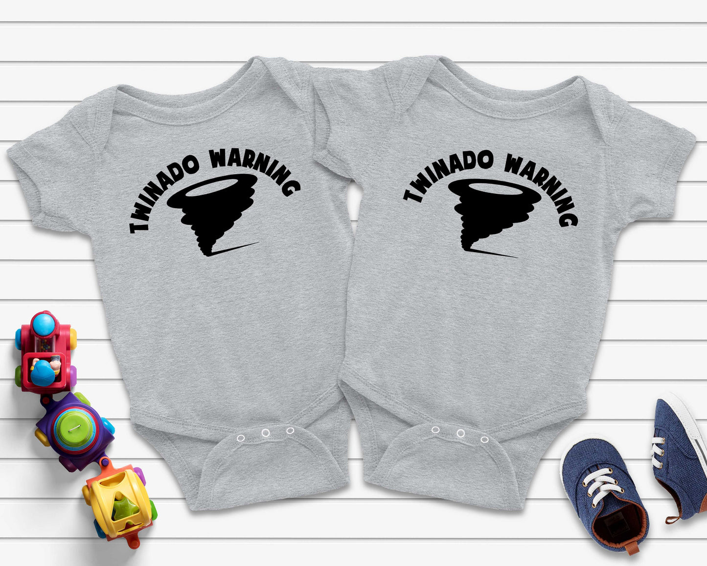 Twinado Warning T-Shirts or Bodysuits for Twins - Identical Twins - Twin Tees - Fraternal Twins - Shirts for Twins - Twin Toddler Shirts