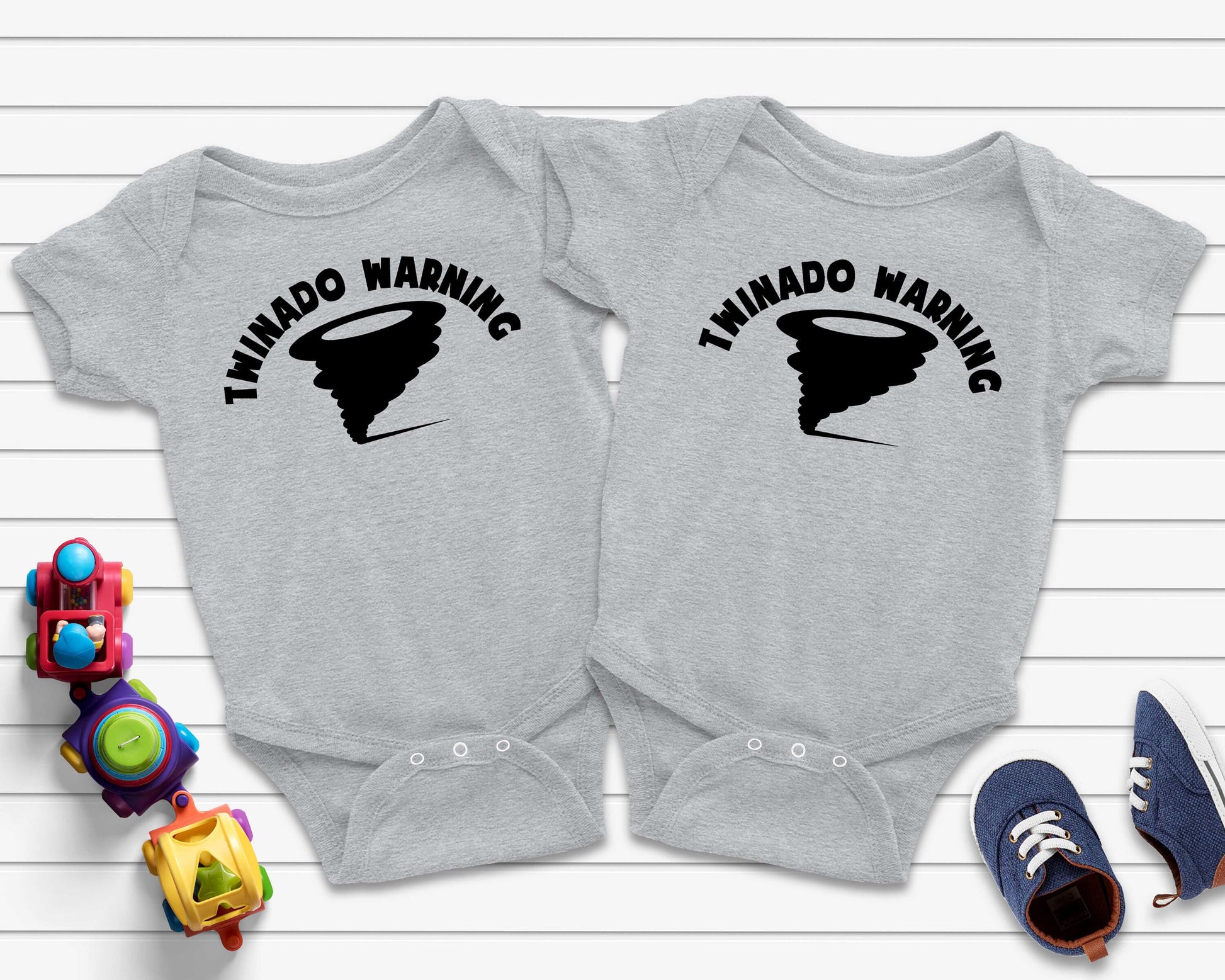 Set of Two Twinado Warning T-Shirts or Bodysuits for Twins - Identical Twins - Twin Tees - Fraternal Twins - Shirts for Twins