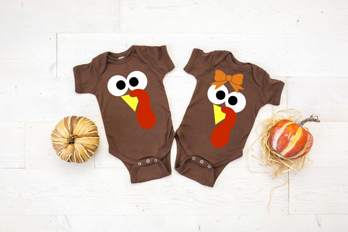 Boy Girl Twins Turkey T-Shirts or Bodysuits for Twins or Siblings - Boy Girl Twins - Fraternal Twins - Brother and Sister Tees