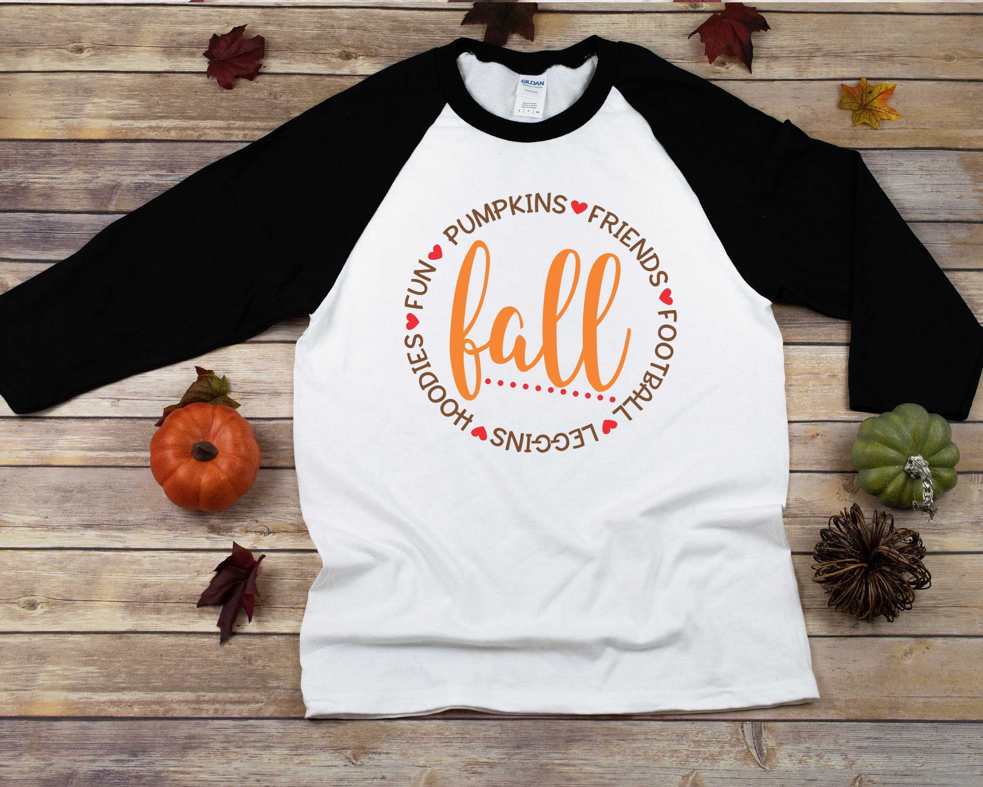 Fall Circle Unisex raglan t-shirt - pumpkins - friends - football - leggings - hoodies - fun - cute fall shirt for women