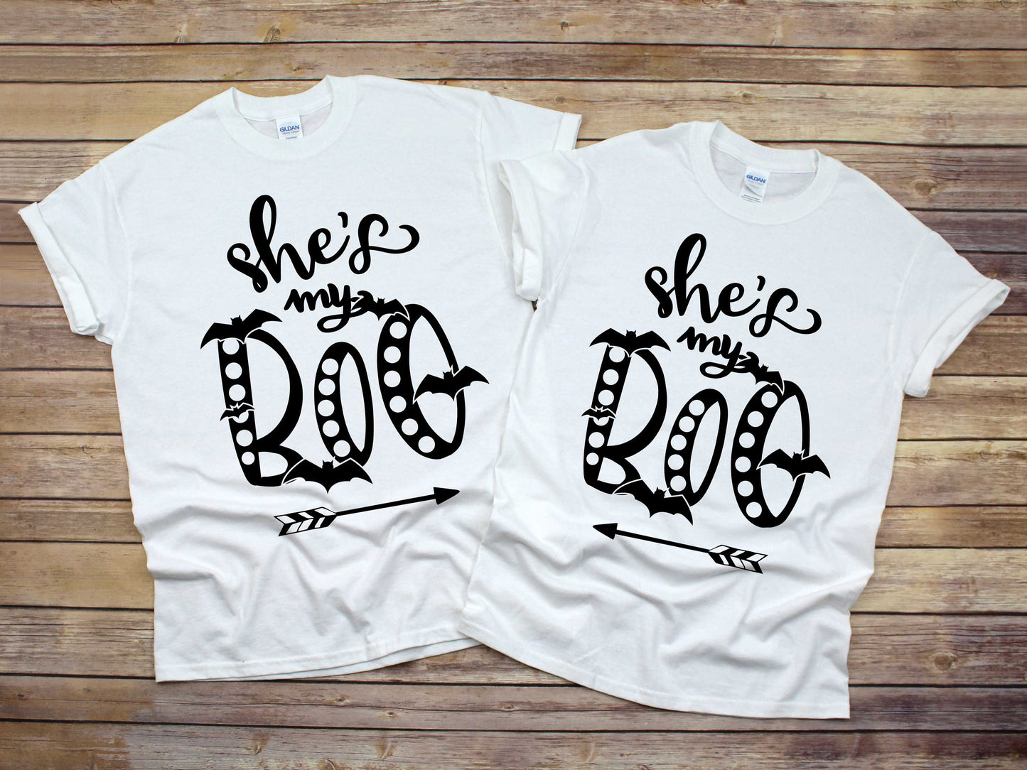 She's My Boo & She's My Boo Lesbian Couple's Matching Halloween T-Shirts - halloween party shirts - matching halloween shirts for lesbians