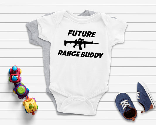 Future Range Buddy Infant or Youth Shirt or Bodysuit - Baby Boy Shirt - Shooting Range - Molon Labe - 2nd Amendment Shirt for Kids