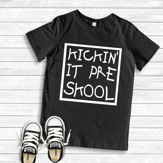 Kickin&#39; It Preskool Infant or Toddler Shirt or Bodysuit - Cute Toddler Shirt - Toddler Boy Shirt - Preschool Shirt - First Day of School