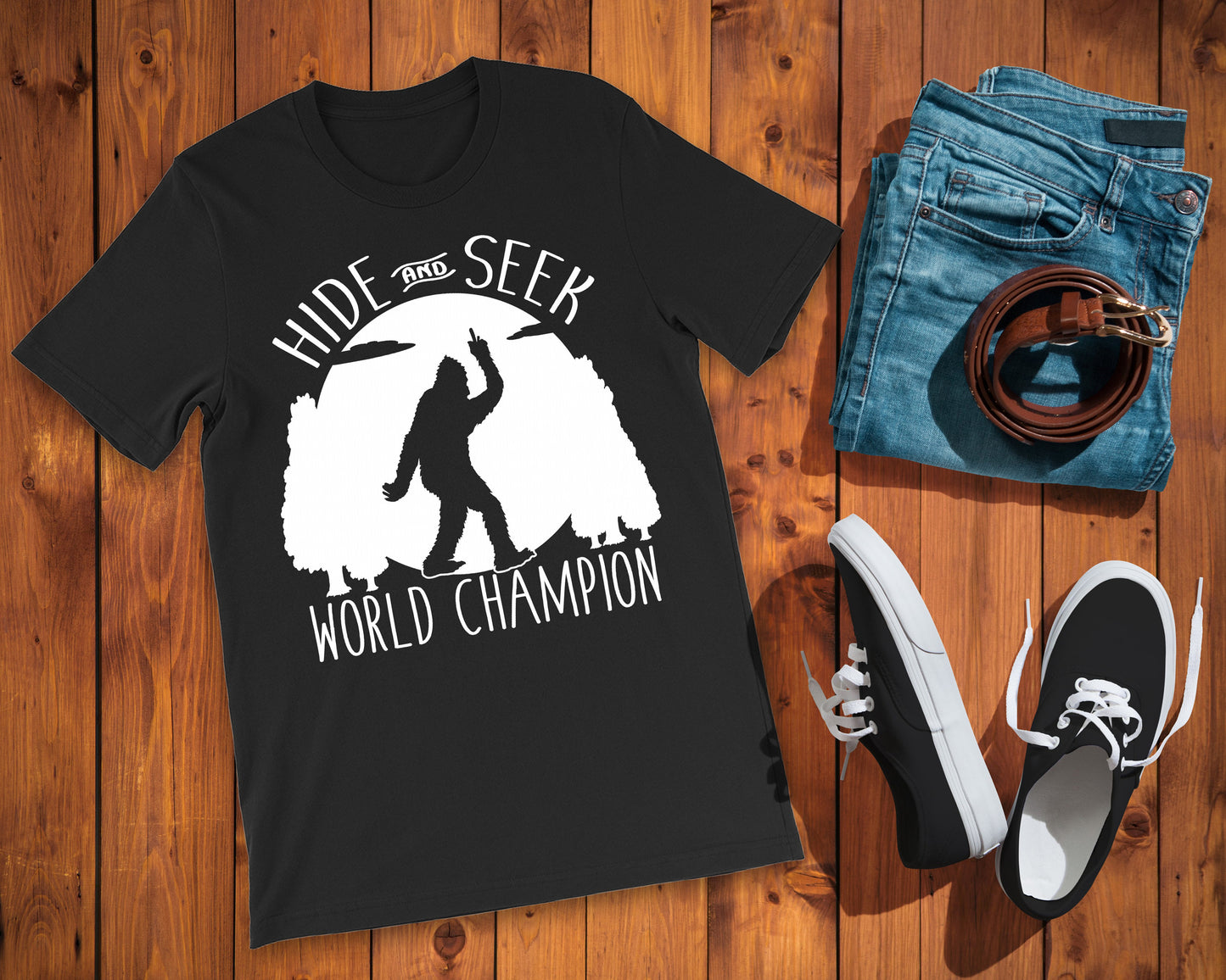 Hide and Seek World Champion Sasquatch Men&#39;s t-shirt - novelty t-shirt - bigfoot t-shirt - funny bigfoot shirt - camping shirt - outdoors