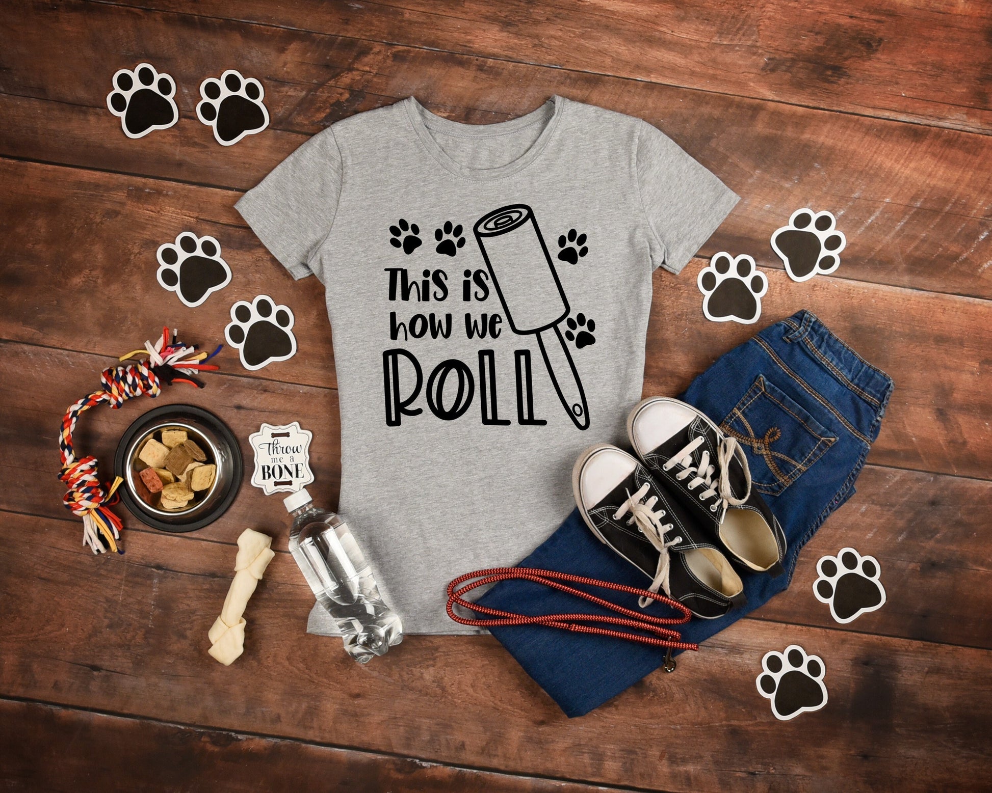 This is How We Roll Women's Crewneck T-Shirt - fur mama shirt - dog mom shirt - fur mama - dog lover shirt - dog mama shirt - animal lover