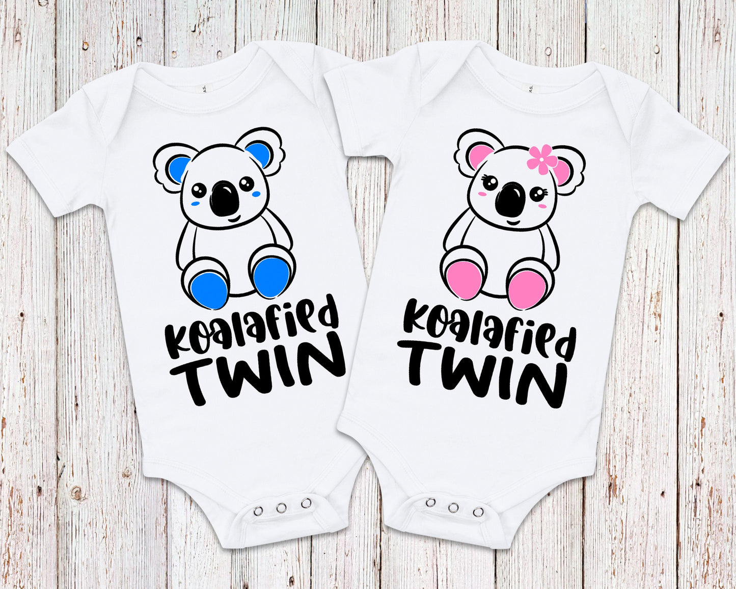 Koalafied Twin Boy Girl Twin T-Shirts or Bodysuits - Gift for Twins - Fraternal Twins - Matching Brother Sister Shirts - Twin Shirts