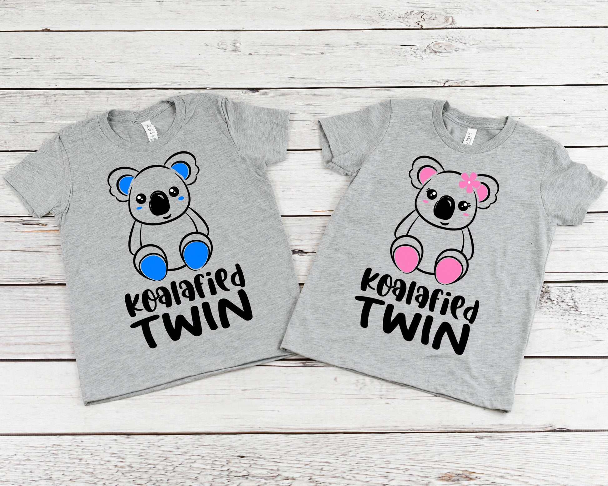 Koalafied Twin Boy Girl Twin T-Shirts or Bodysuits - Gift for Twins - Fraternal Twins - Matching Brother Sister Shirts - Twin Shirts