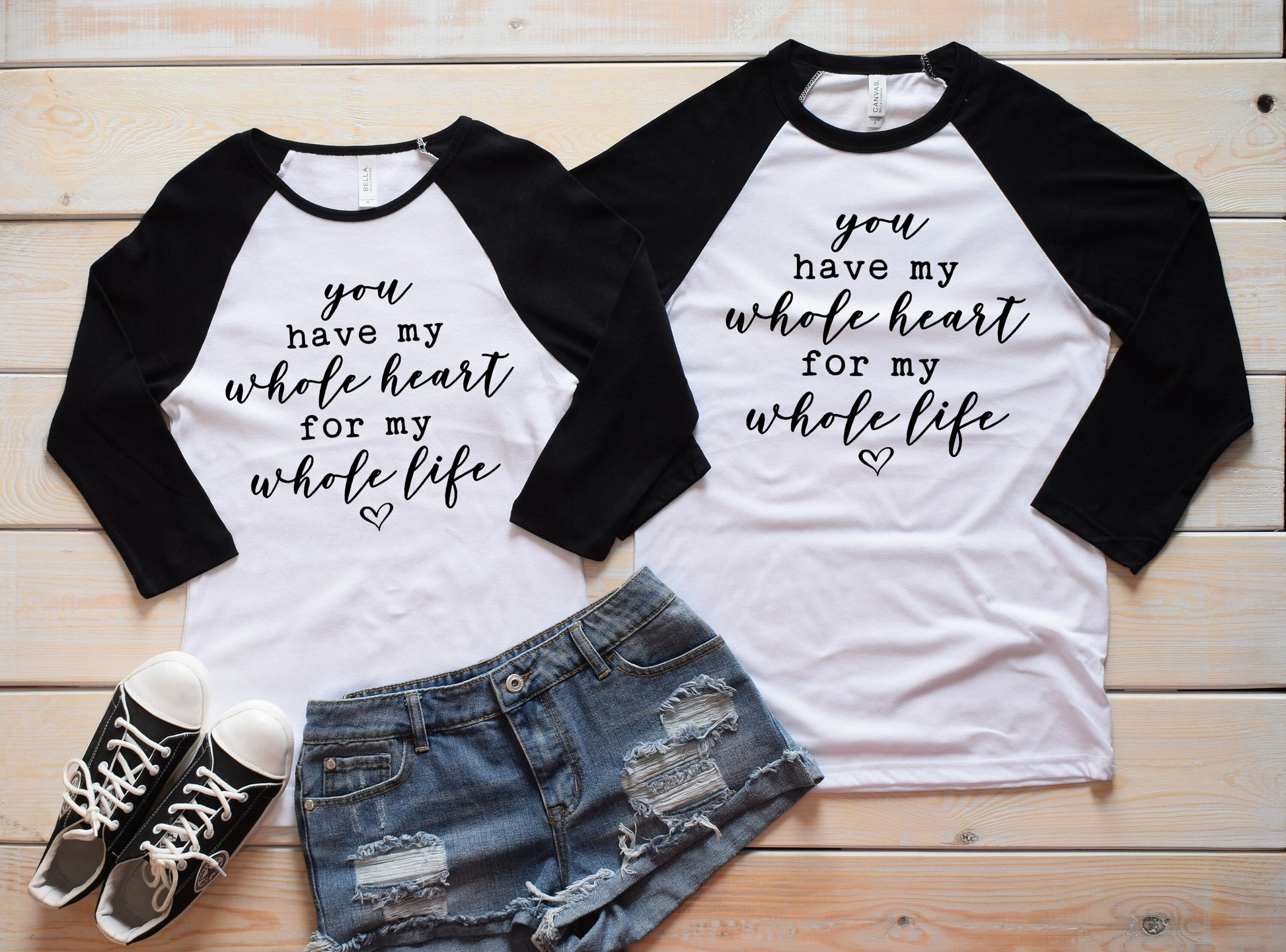 You Have My Whole Heart For My Whole Life Matching unisex raglan t-shirts - couple shirts - mr mrs shirts - girlfriend gift - honeymoon tees
