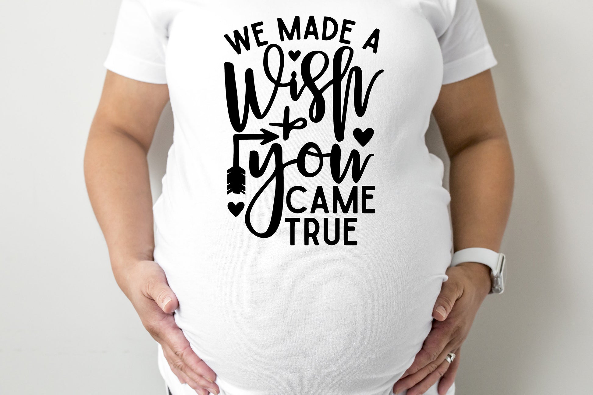 We Made a Wish And You Came True Maternity T-Shirt - maternity cut shirt with ruched sides - pregnancy announcement - pregnancy shirt