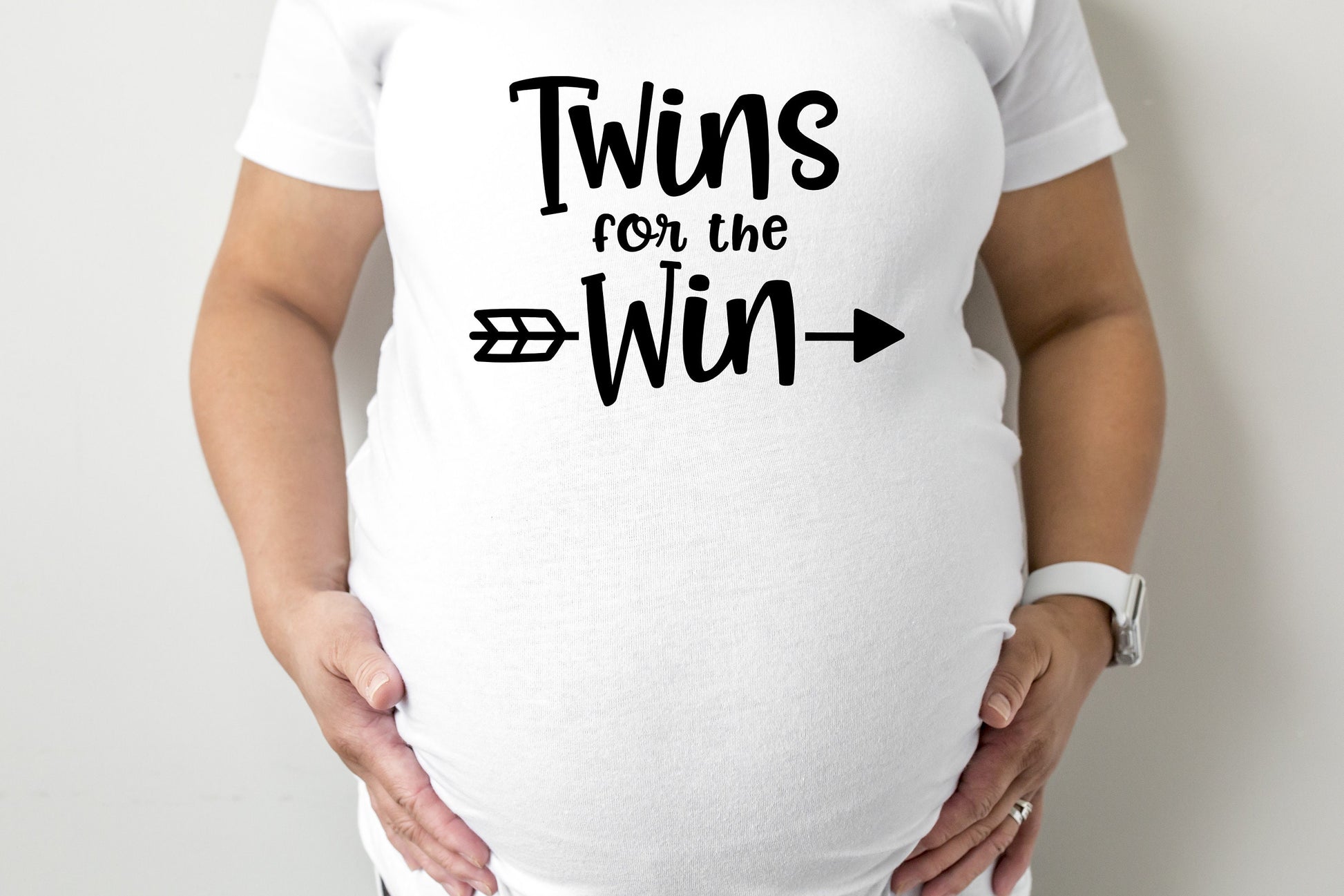 Twins for the Win Maternity T-Shirt - maternity cut shirt with ruched sides - pregnancy announcement - maternity shirt - funny maternity tee