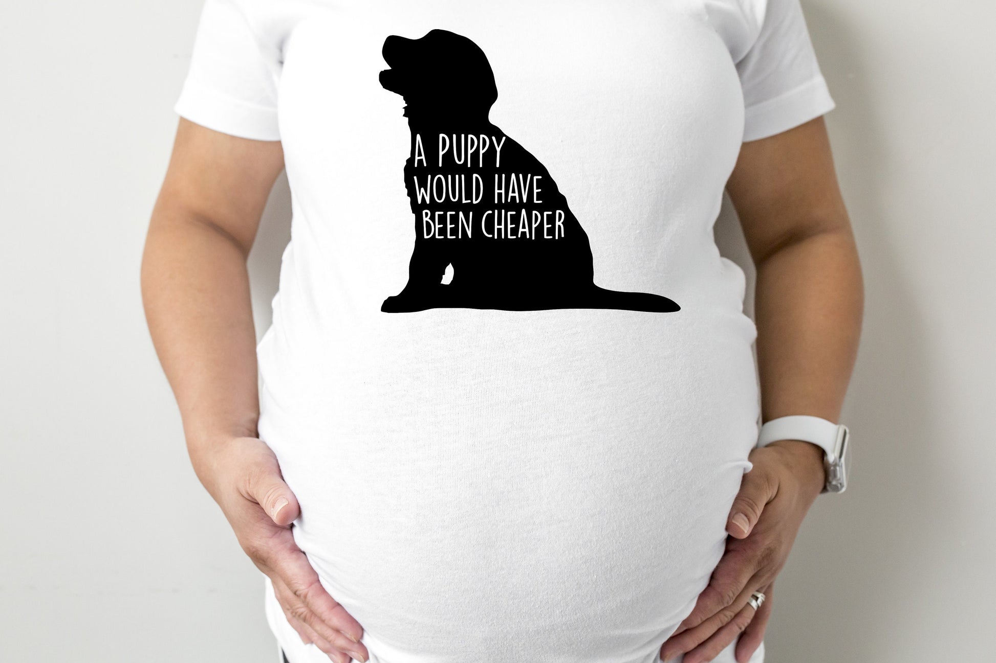 A Puppy Would Have Been Cheaper Maternity T-Shirt - maternity cut shirt with ruched sides - pregnancy announcement - maternity shirt