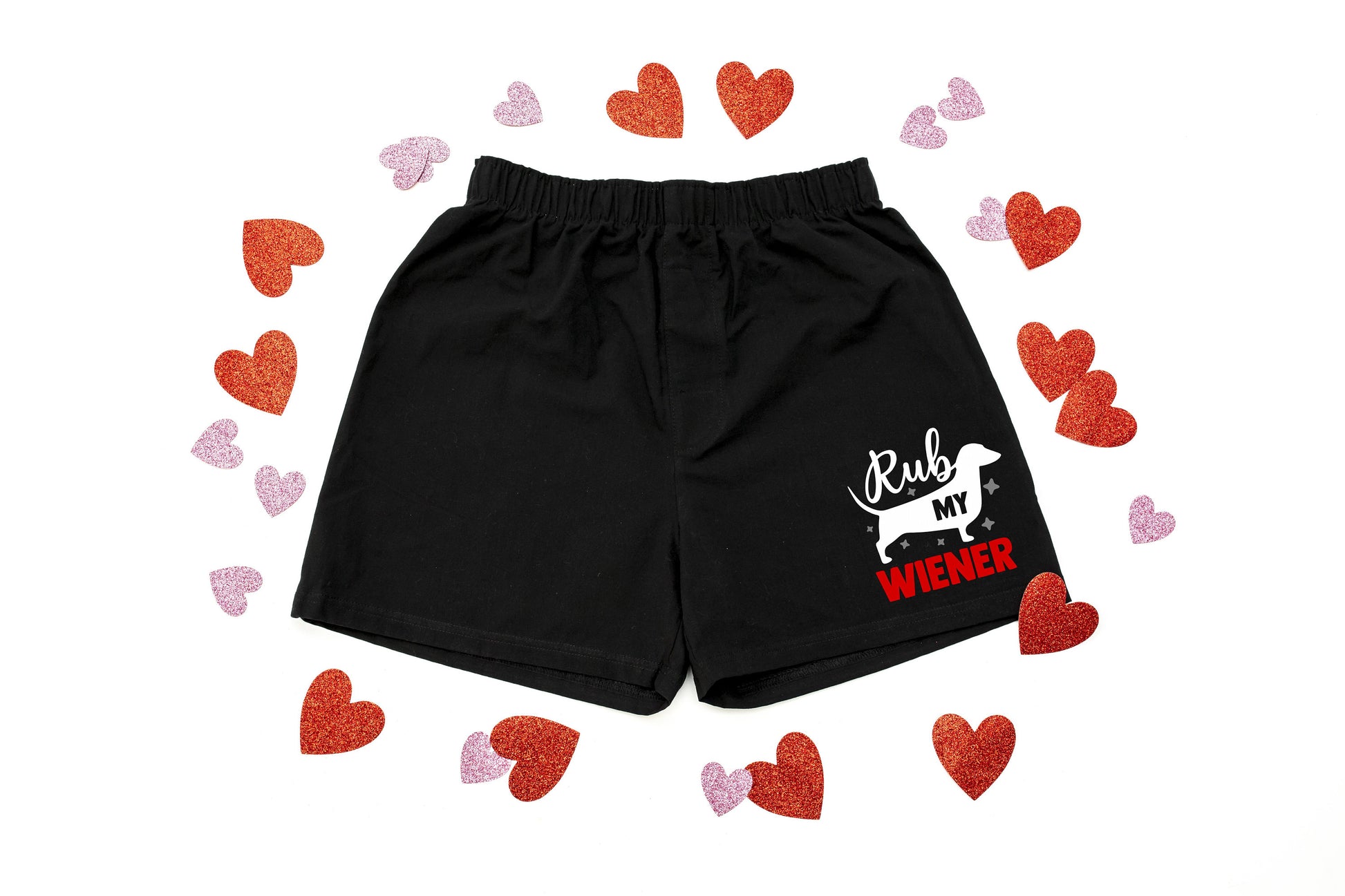 Rub My Wiener Men&#39;s Valentine&#39;s Day Cotton Boxer Shorts - False Fly - Gift for Him - Mens Boxers - Funny Boxers - Naughty Gift