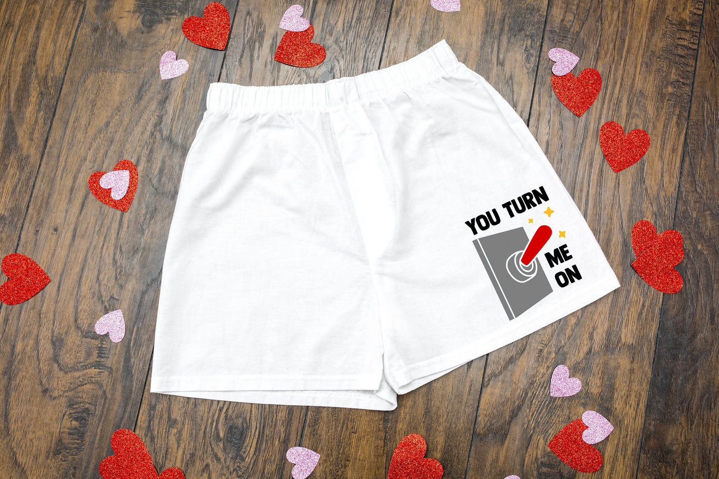 You Turn Me On Men&#39;s Valentine&#39;s Day Cotton Boxer Shorts - False Fly - Gift for Him - Mens Boxers - Funny Boxers - Naughty Boxers
