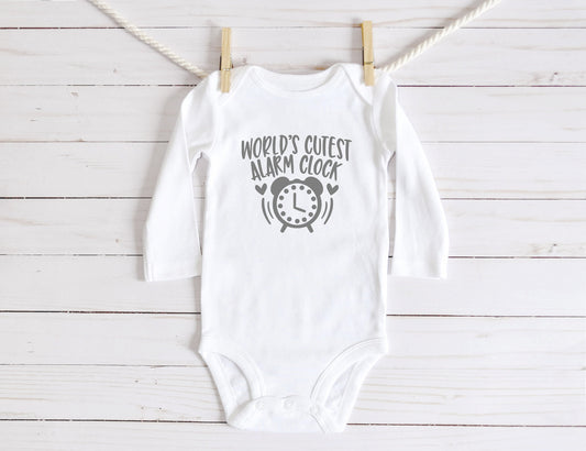 Cutest Alarm Clock Infant Shirt or Bodysuit - Cute Baby Shirt - baby shower gift - mommy needs sleep - mommy needs coffee - funny baby