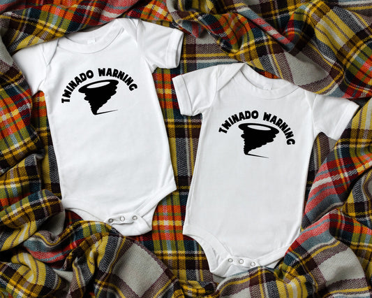 Set of Two Twinado Warning T-Shirts or Bodysuits for Twins - Identical Twins - Twin Tees - Fraternal Twins - Shirts for Twins