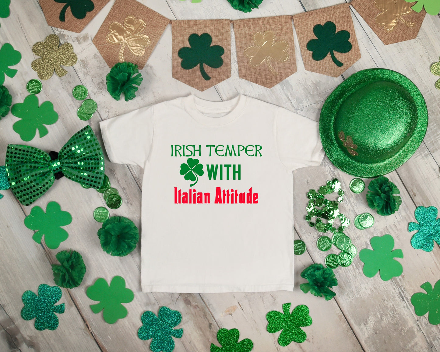 Irish Temper with Italian Attitude Infant, Toddler or Youth Shirt or Bodysuit - Irish Italian Shirt - St Patrick's Day Tee - Toddler Shirt