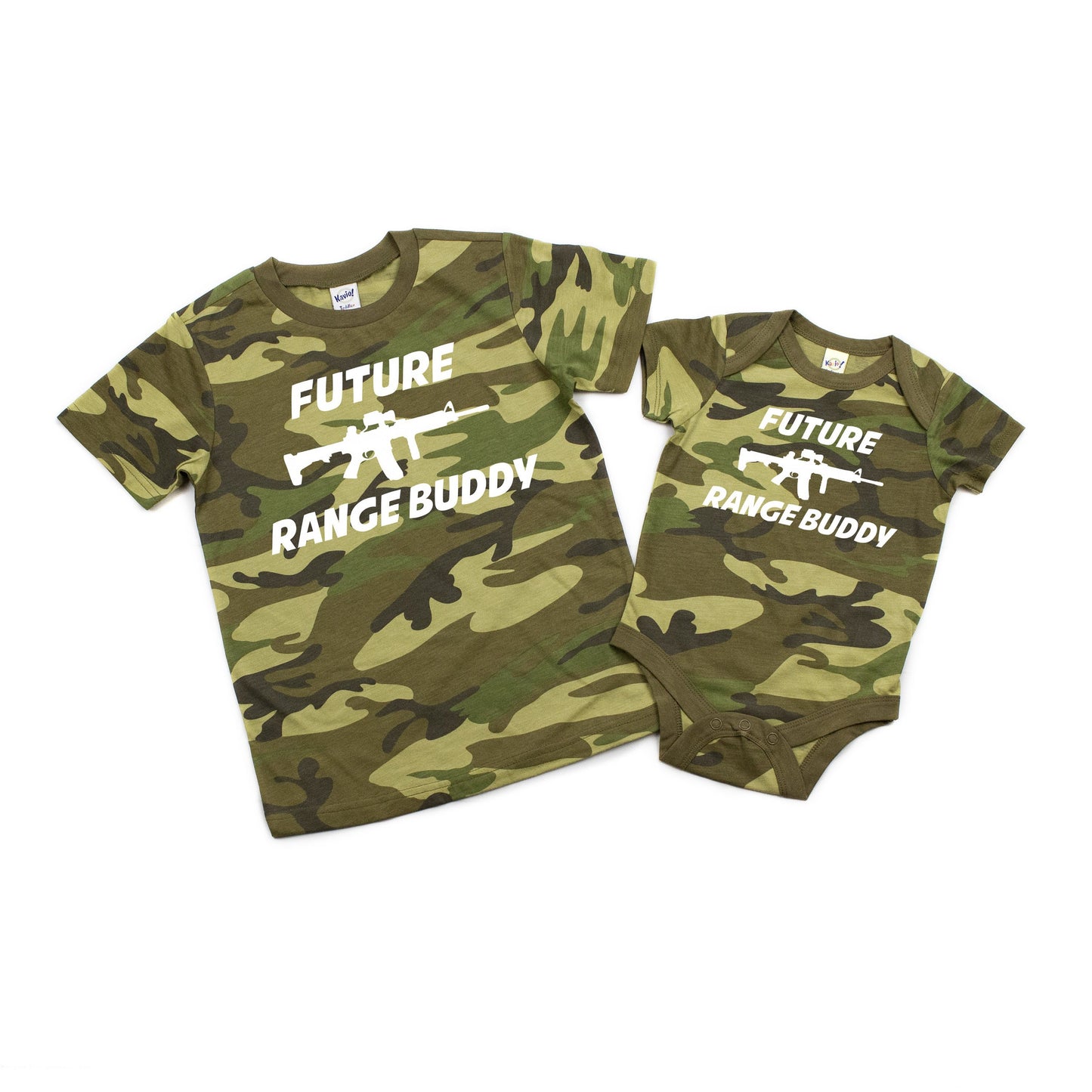 Future Range Buddy Camo Infant or Youth Shirt or Bodysuit - Baby Boy Shirt - Shooting Range - Molon Labe - 2nd Amendment Shirt for Kids