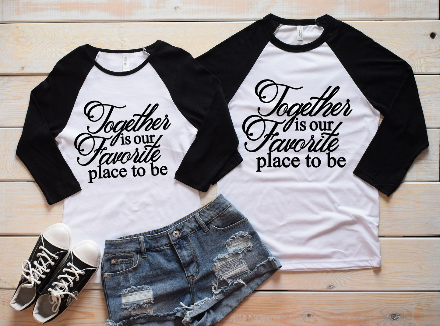 Together Is Our Favorite Place to Be unisex raglan t-shirts - anniversary shirts - matching couple shirts - mr mrs shirts - girlfriend gift