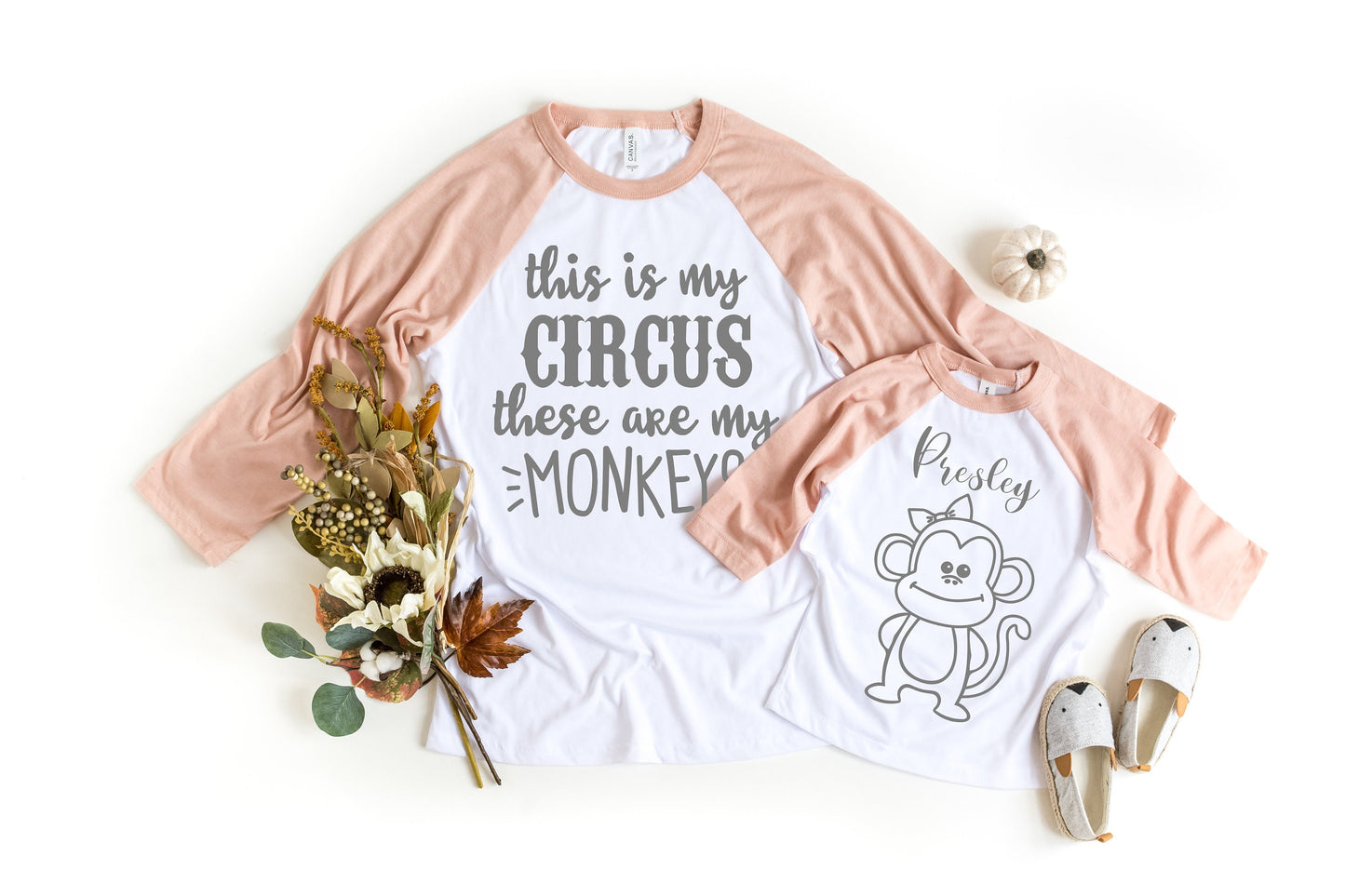 This Is My Circus and These are My Monkeys and Personalized Monkeys raglan t-shirts - Mommy and Me shirts - Mother's Day Tees - Circus Party