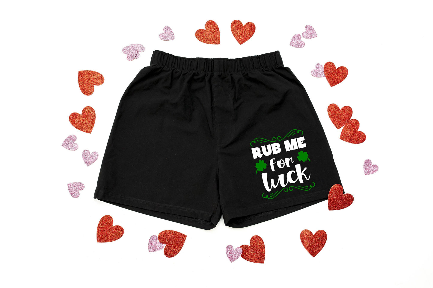 Rub Me For Luck Men&#39;s St Patrick&#39;s Day Cotton Boxer Shorts - False Fly - Gift for Him - Mens Boxers - Funny Boxers - Naughty Boxers