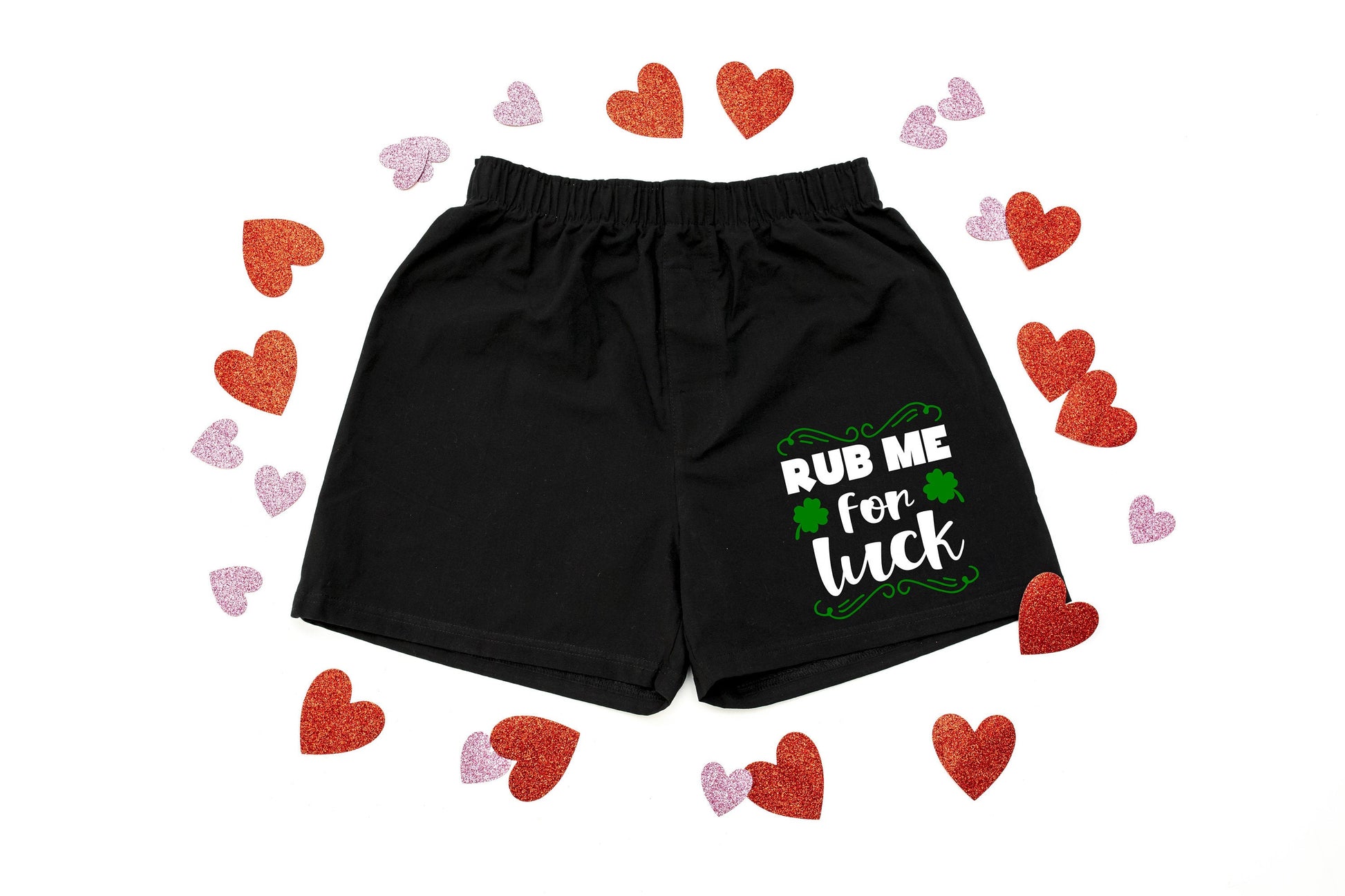 Rub Me For Luck Men&#39;s St Patrick&#39;s Day Cotton Boxer Shorts - False Fly - Gift for Him - Mens Boxers - Funny Boxers - Naughty Boxers