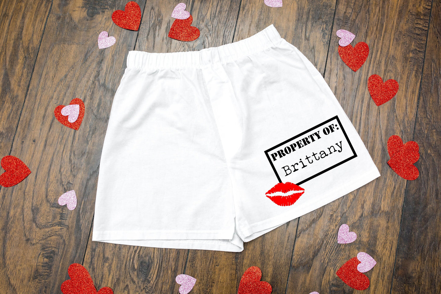 CLEARANCE Property of Personalized Men's Valentine's Day Cotton Boxer Shorts - False Fly - Gift for Him - Mens Boxers - Naughty Boxers