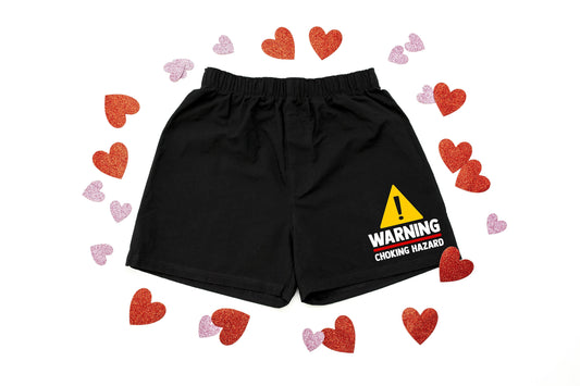 Warning Choking Hazard Men's Valentine's Day Cotton Boxer Shorts - Gift for Him - Mens Boxers - Funny Boxers - Naughty Boxers