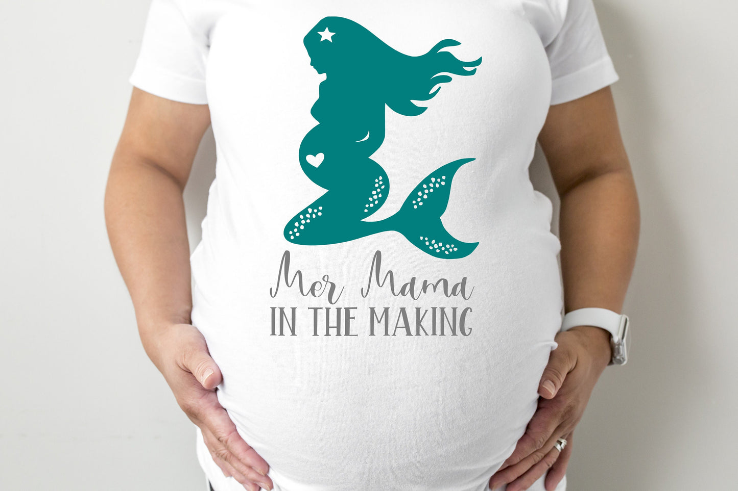 Mer Mama In The Making Maternity T-Shirt - maternity cut shirt with ruched sides - pregnancy announcement - maternity shirt - mermaid shirt